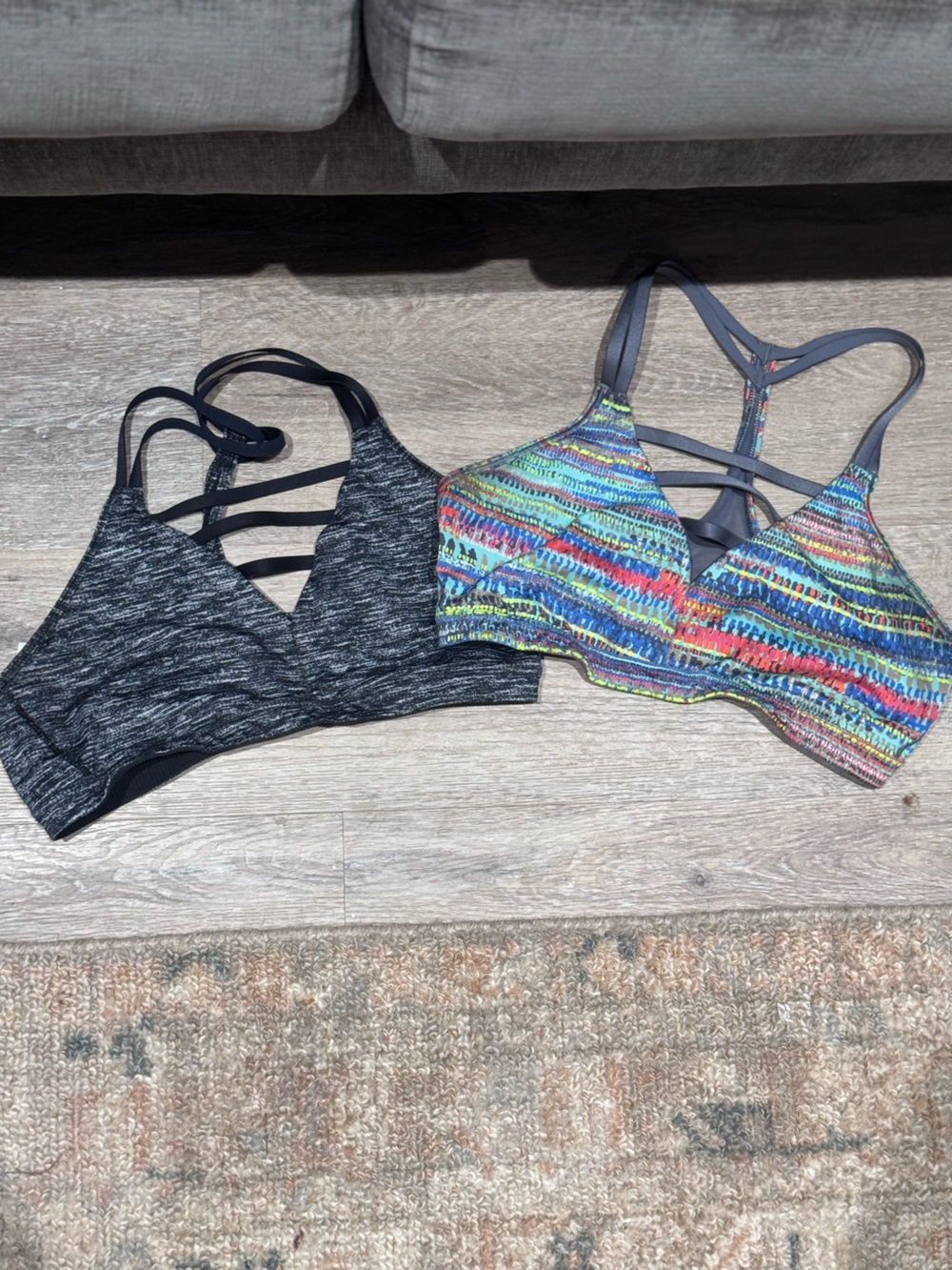 Victoria Secret Sport Colorful Striped Sports Bra & Gray Marled Bralette